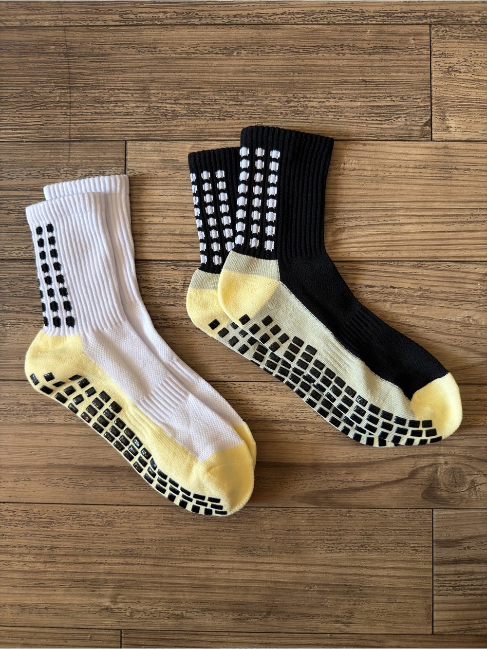 Men's Cushioned Grip Socks — White & Yellow and Black & Yellow